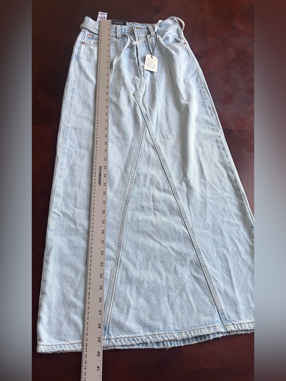 New Levi's Light Blue Denim Maxi Skirt size 24 - Picture 4 of 10